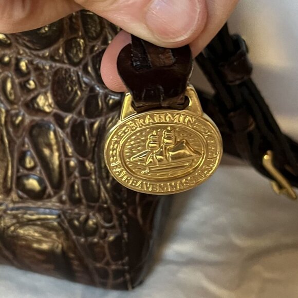 Brahmin Y2K Brown Croc Embossed Leather Shoulder Bag 25th Anniversary Edition - Picture 5 of 13